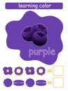 Learning color. Purple. Educational game for children. Color guide whit color name. Royalty Free Stock Photo